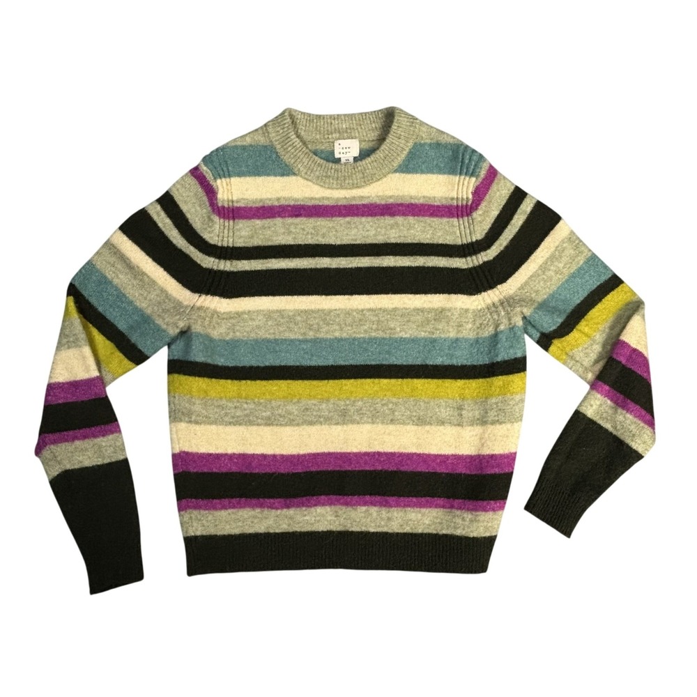 A New Day Womens XS Striped Crewneck Sweater Multicolor Knit Long‎ Sleeve Top